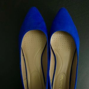 Dream Pairs Royal Blue Suede Pointy Toed Ballet Flats